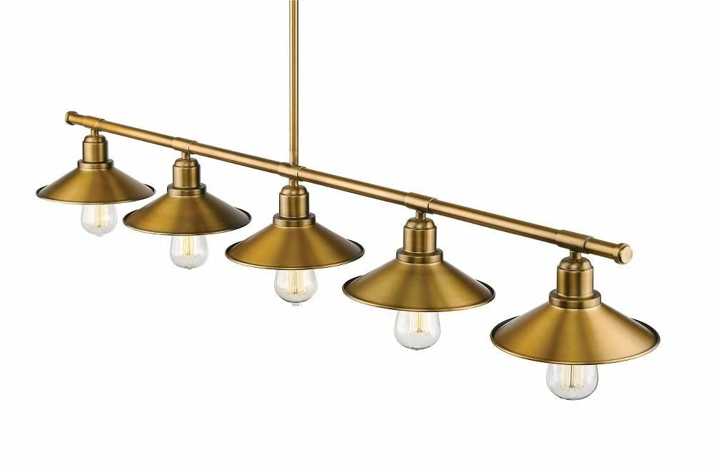 5 Light Island/Billiard in Factory Brass W2821