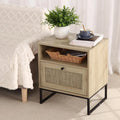 Rattan Bedside Table with Drawers E393228