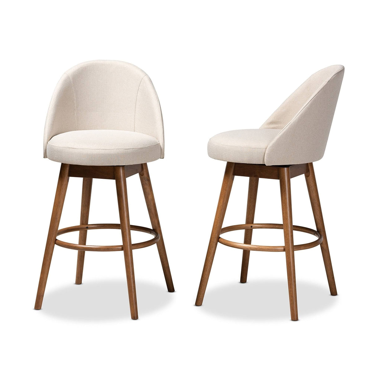 Beige Swivel 2-Piece Bar Stool Set A97808