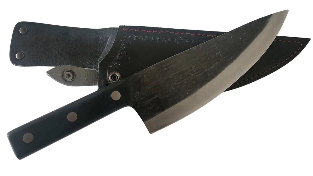 Hand Forged Butcher Knife with Leather Sheath M127