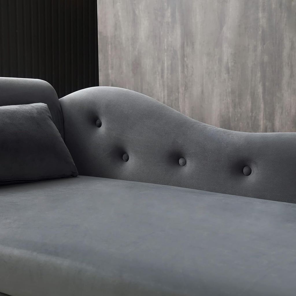 Gray Velvet Chaise Lounge Chair with Storage Z161