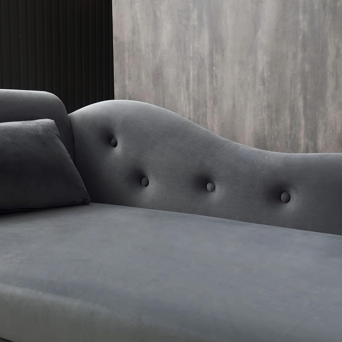 Gray Velvet Chaise Lounge Chair with Storage Z161