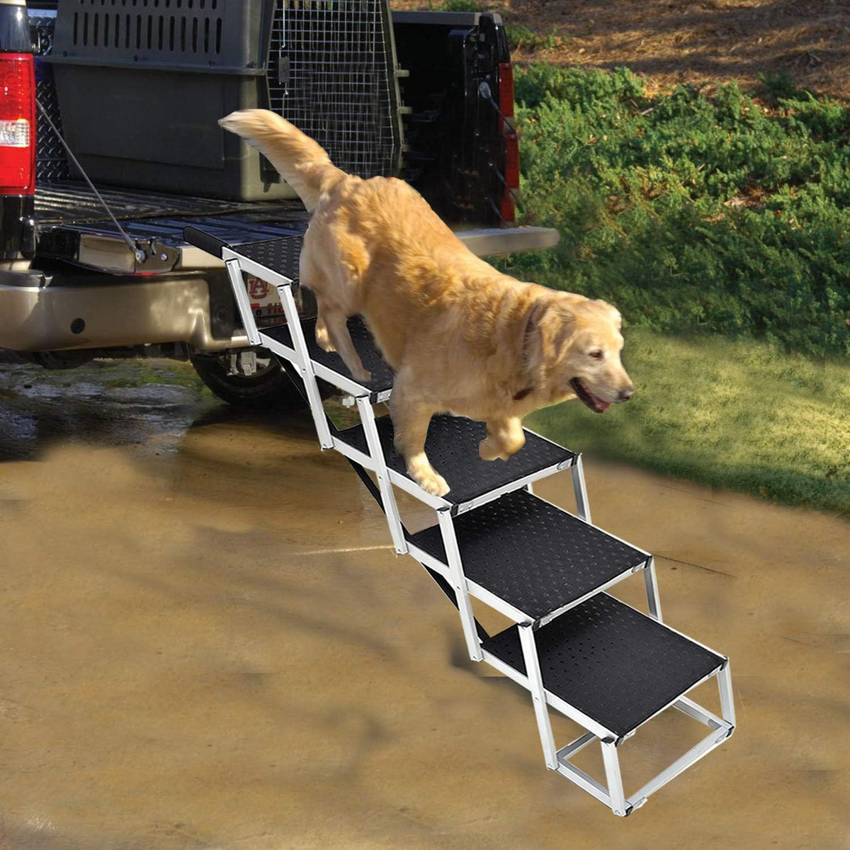 Foldable Aluminum Pet Stairs with Non-slip Surface G7106
