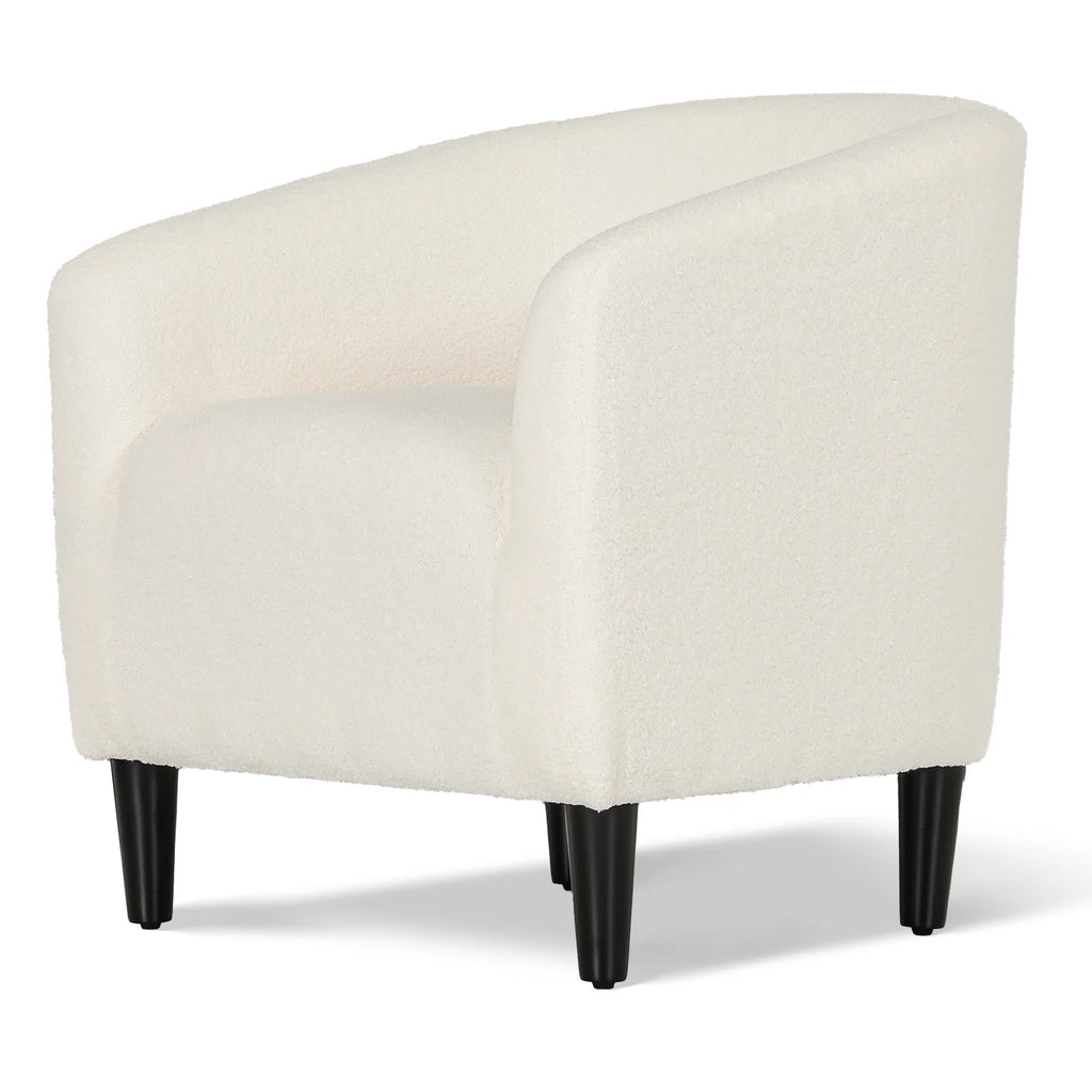 Cream Sherpa Upholstered Barrel Accent Chair N6589