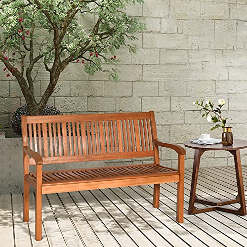 Wooden Bench with Curved Armrest & Backrest S39961