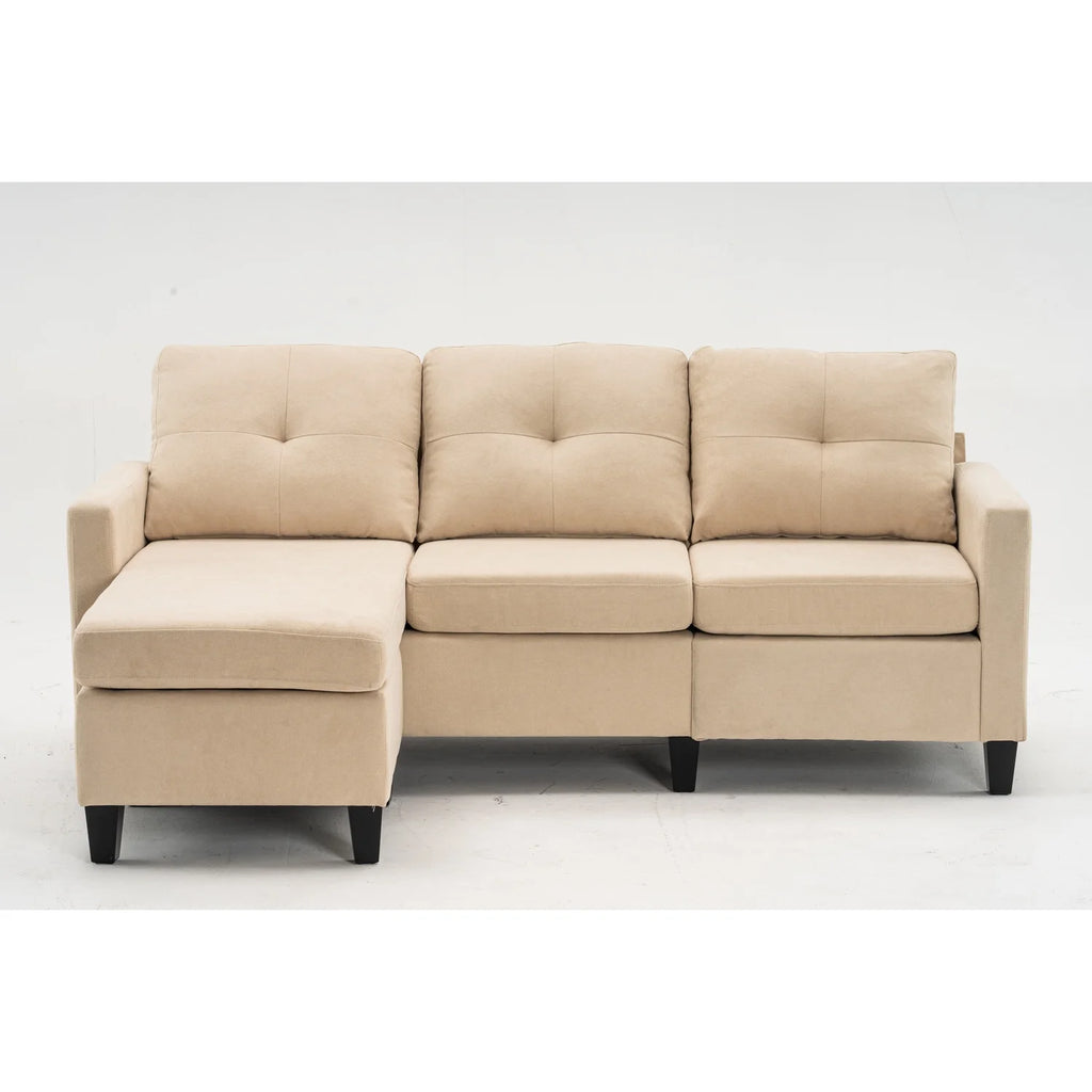 75" Gray Fabric Sofa and Chaise Convertible to Ottoman B841