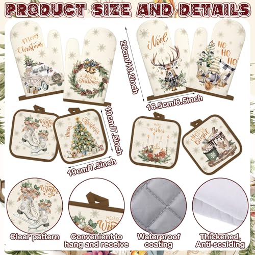 12 Pcs Christmas Kitchen Towels Pot Holders and Oven Mitts Set E609