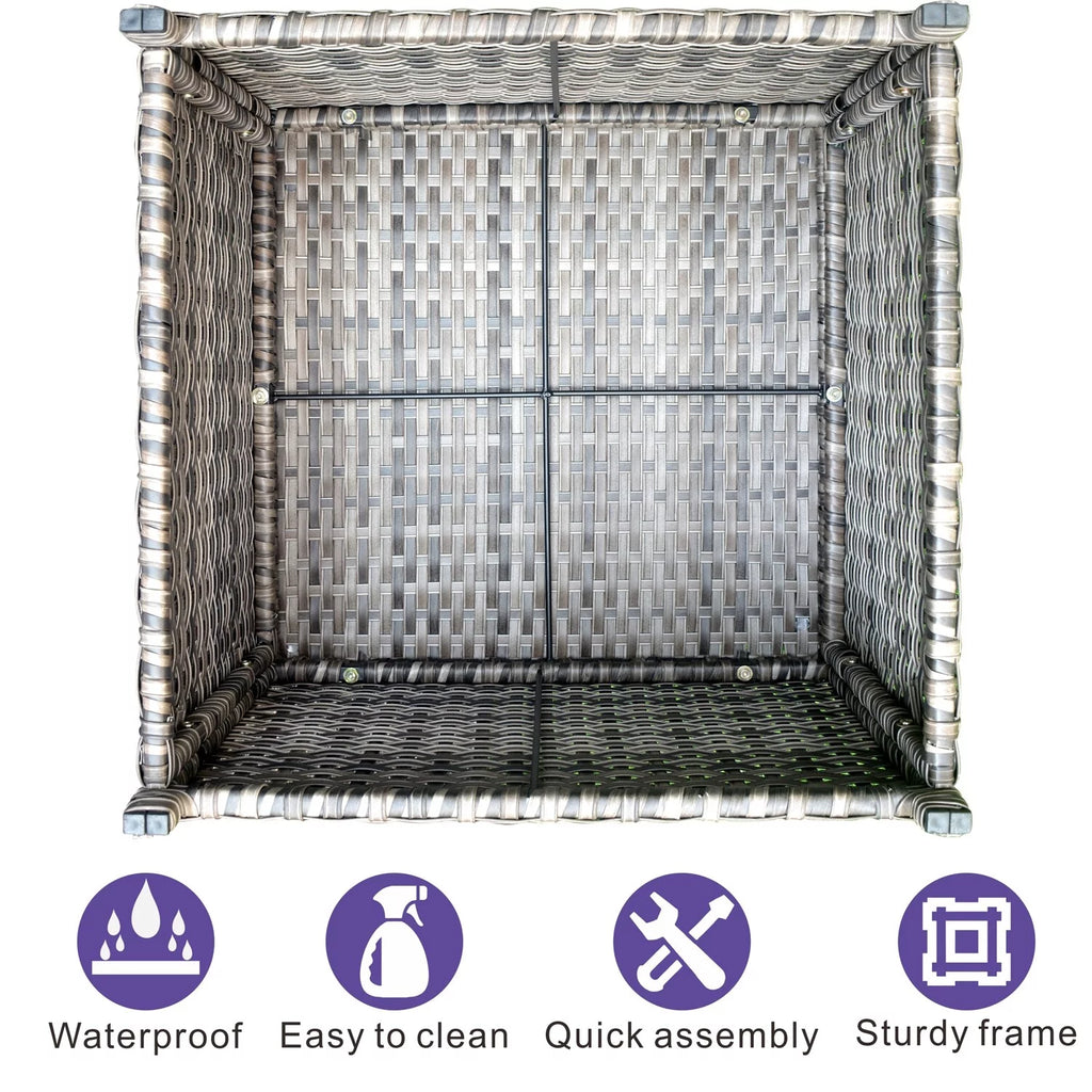 Outdoor Wicker Coffee Table with Glass Top U758508
