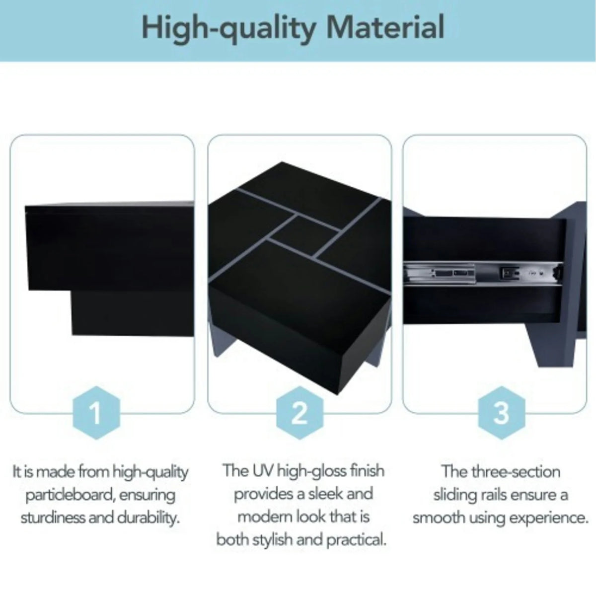 Coffee Table with 4 Hidden Storage Compartments V9313