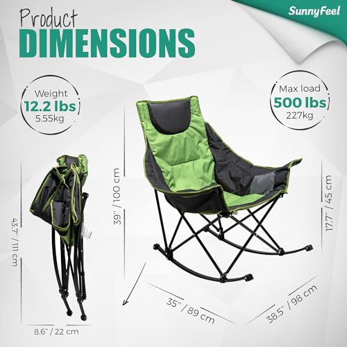 Oversized Padded Rocking Camping Chair with Side Pocket O9046