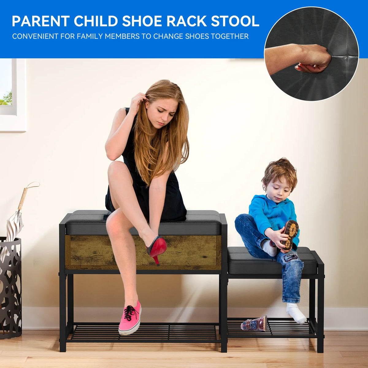 Entryway Bench with Coat Rack and Shoe Storage N293072