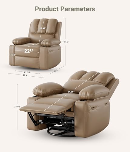 Oversized Grey Recliner Chair with Heat and Massage M52193