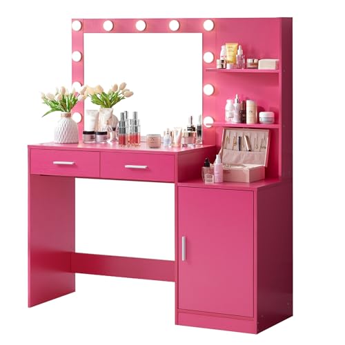 Vanity Desk with Mirror and LED Light Strip G103