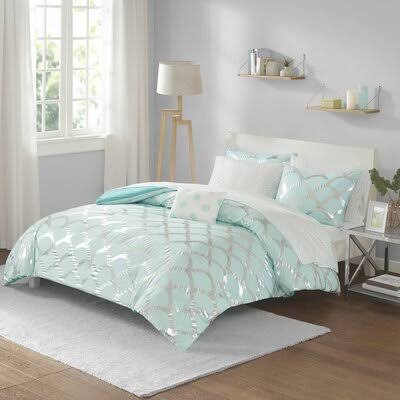 Aqua Queen Microfiber 6 Piece Comforter Bed-in-a-Bag W8539
