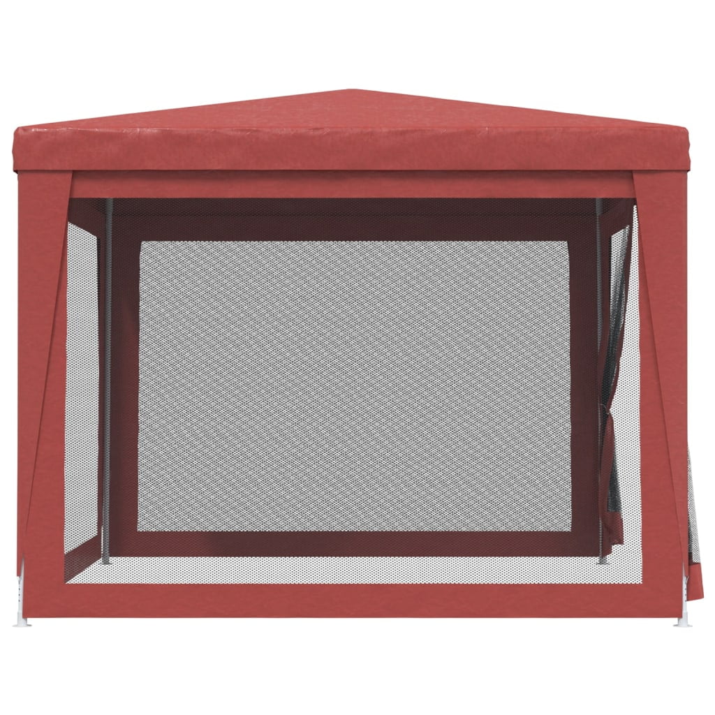 Party Tent with 4 Mesh Sidewalls Red 9.8'x9.8' HDPE M807307