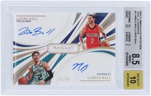 Autographed 2020-21 Panini Immaculate Collection Dual Auto Rookie Card #22/25 BGS Authenticated 8.5/10 F2558
