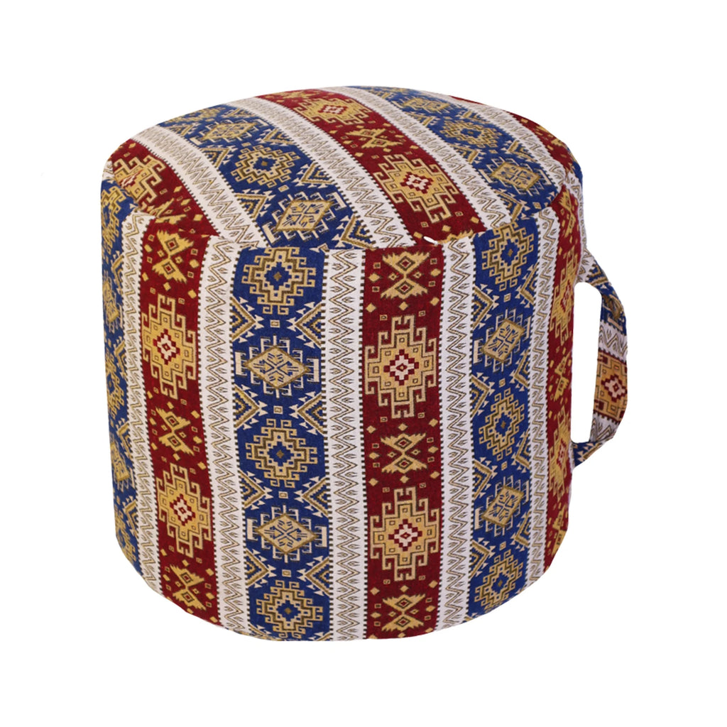 Cotton Polyester Blend Cylindrical Pouf Q152