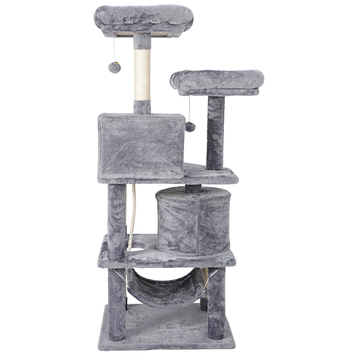 Gray Multi-Level Cat Tree with Scratching Posts and Hammock O46506