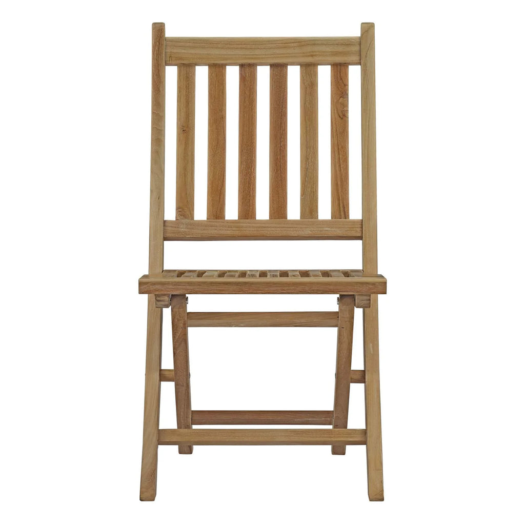 Outdoor Patio Side Dining Chair and Table Set, Wood, Natural H482
