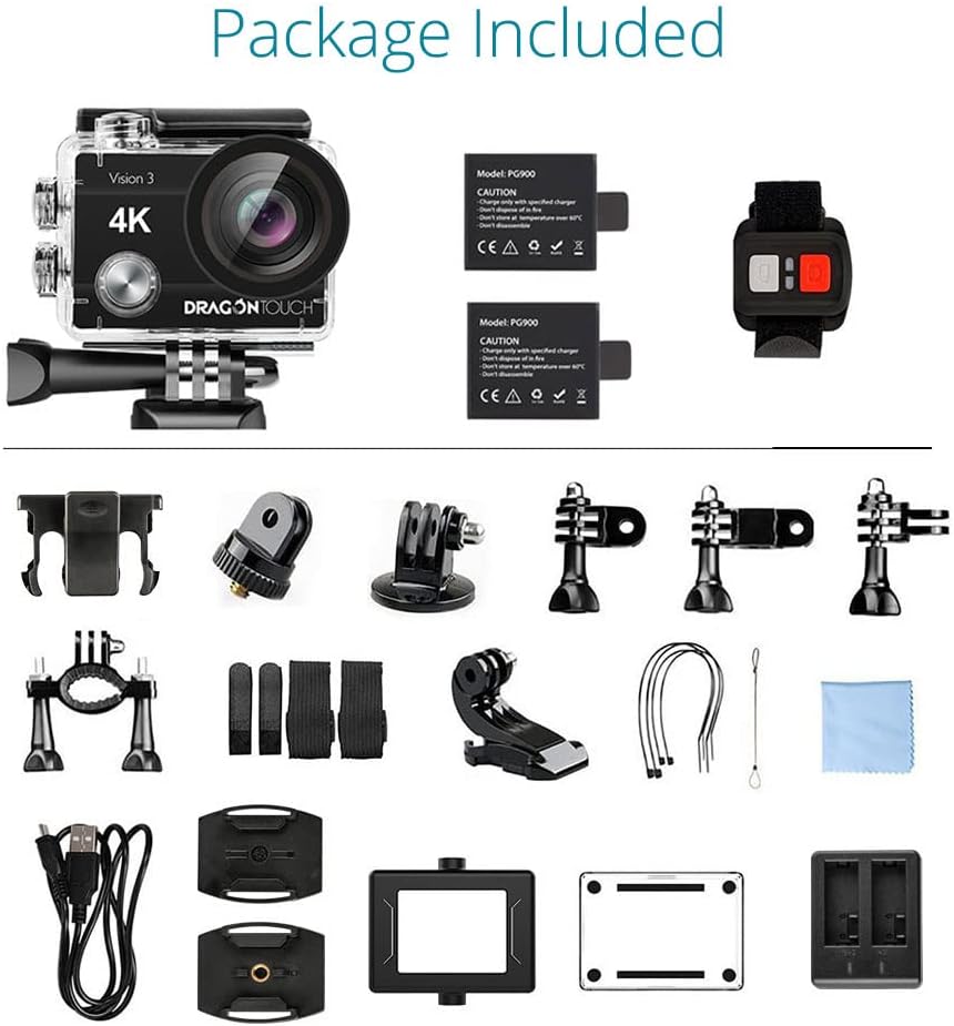 4K 16MP Waterproof Action Camera with Mounting Accessories Kit D567