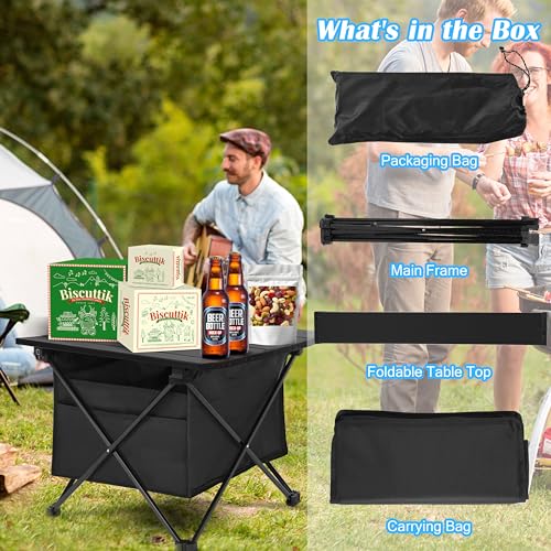 Portable Folding Aluminum Alloy Camping Table with Storage and Carry Bag P8188