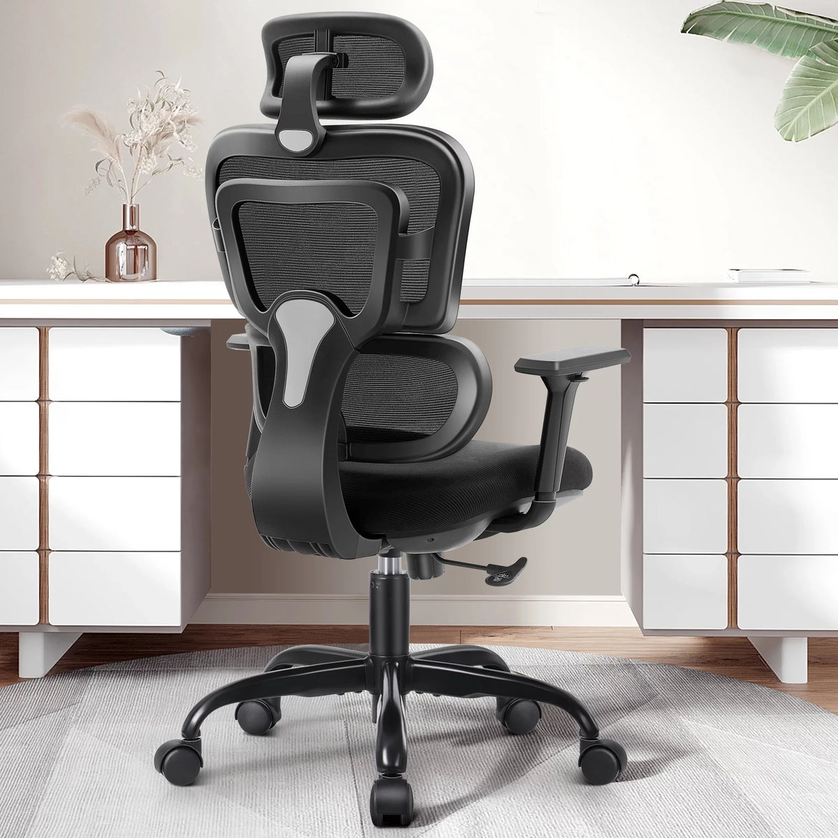Black Ergonomic Office Chair with Lumbar Support N6288