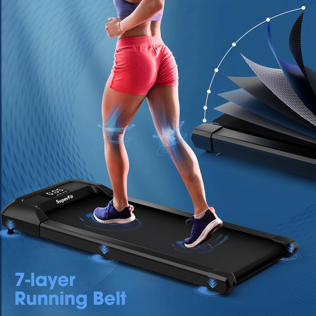 0.6-3.8MPH Walking Pad Under Desk Treadmill Black F5723