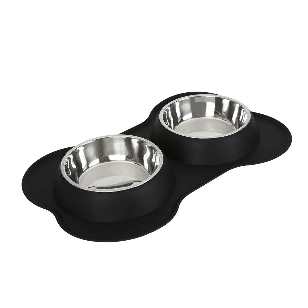 Double Dog Bowls with Bone Shaped Mat Diner Set G8891