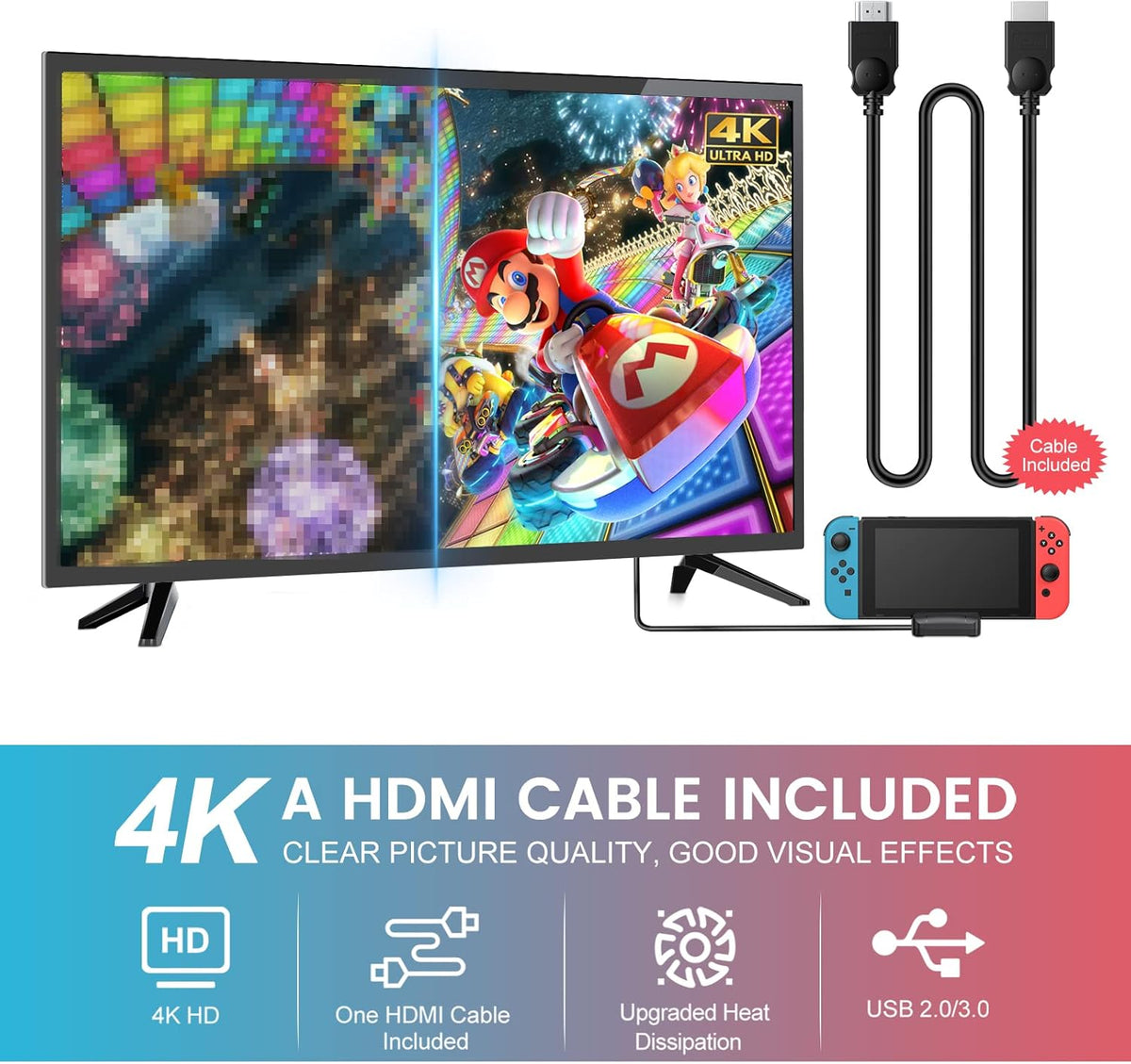 4K HDMI Portable Docking Station with Cooling Fan and USB 3.0 Port C947537