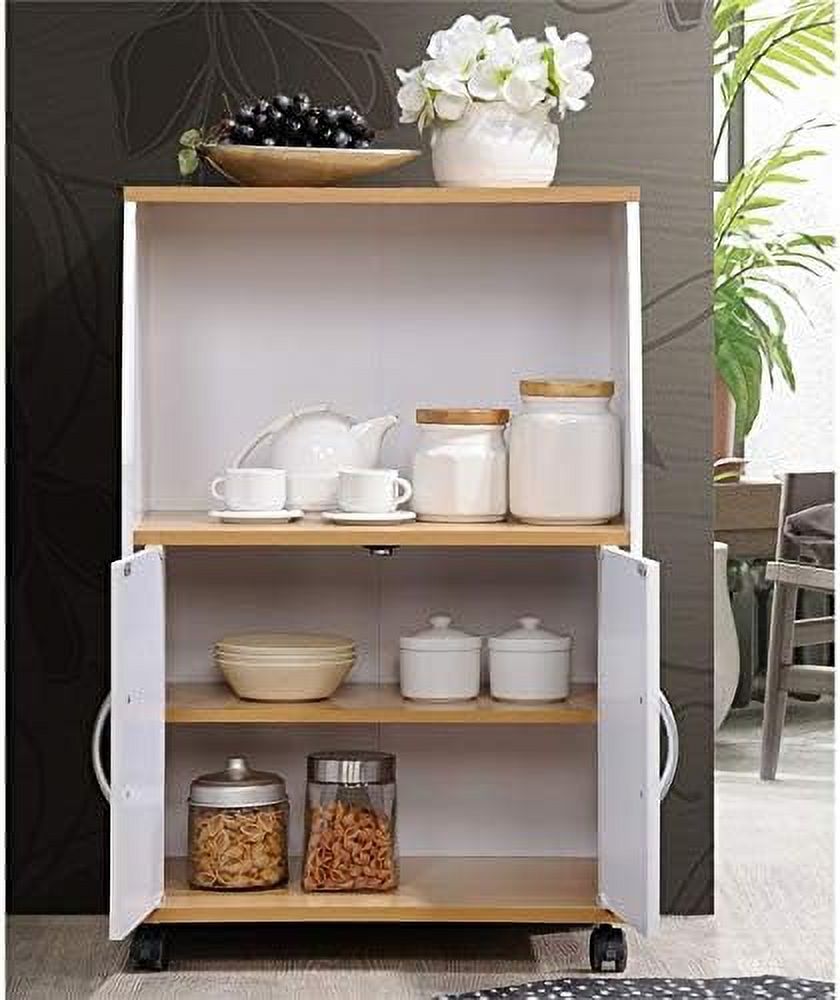 White Microwave Kitchen Cart K19106