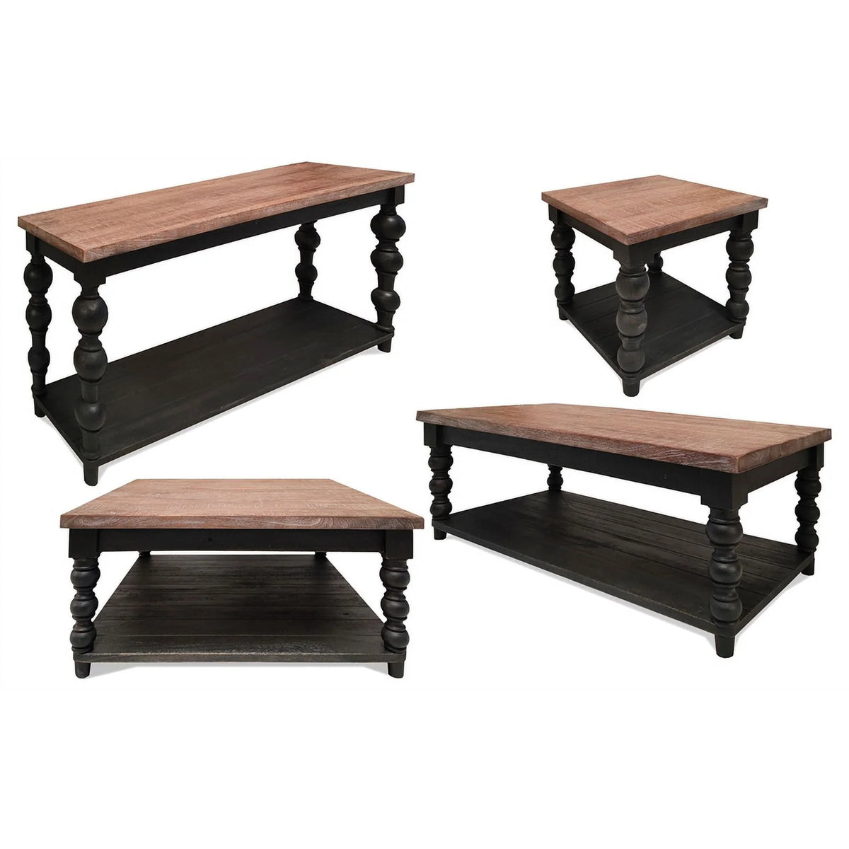 Distressed Black Wood Console Table K579