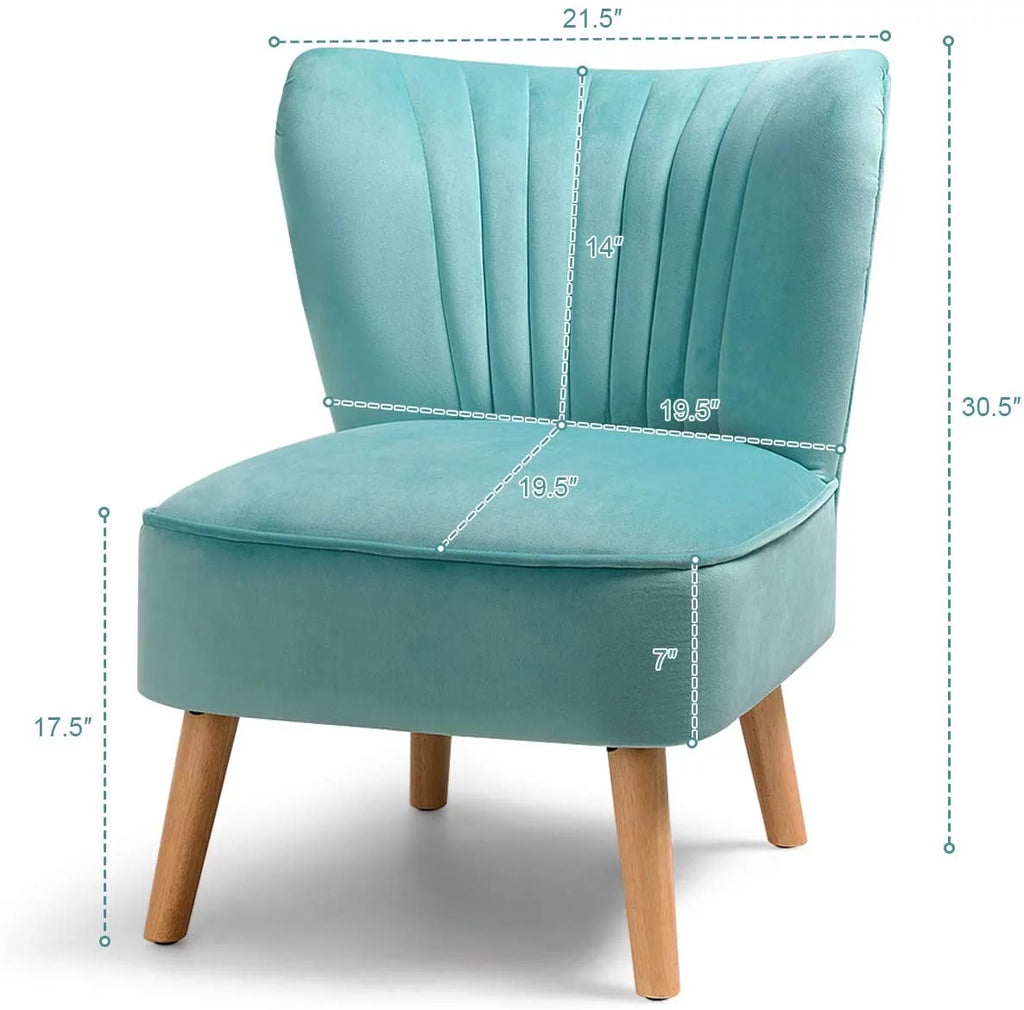 Velvet Armless Club Chair with Wood Legs K88735