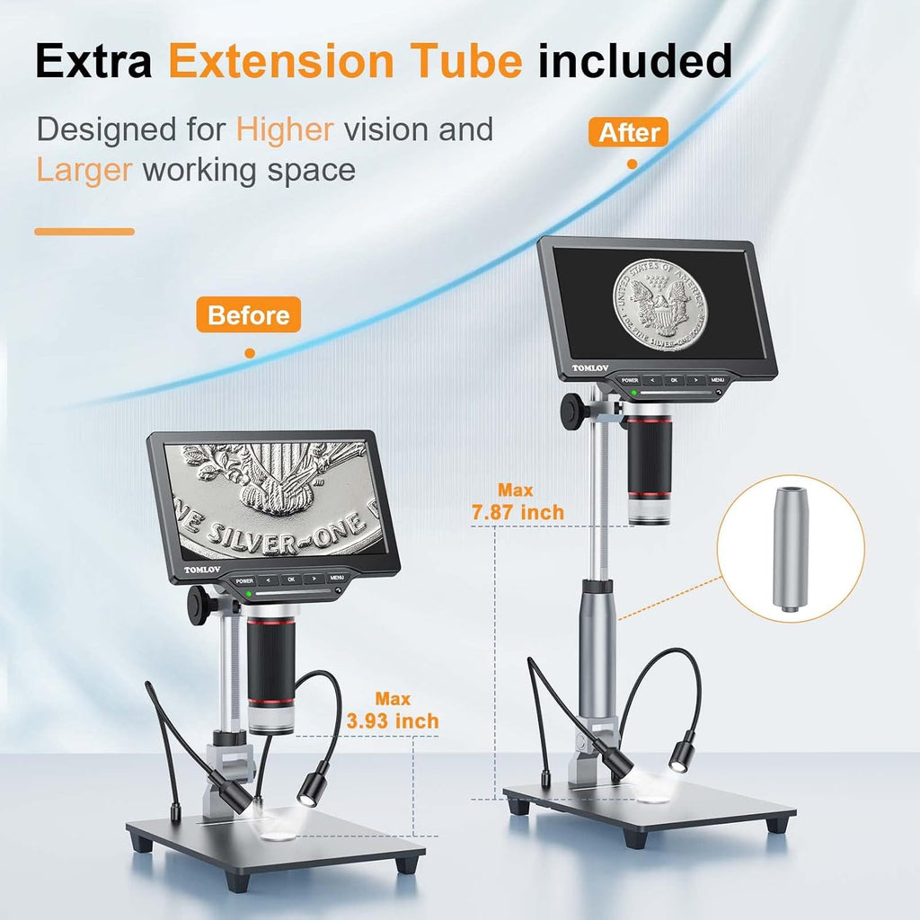 8.5'' Digital Microscope 50X-1300X with 12MP Camera J129