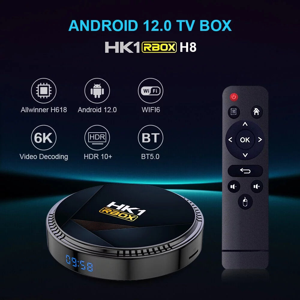 Android 12.0 4+32GB Ultra HD 6K HDR WiFi TV Streamer Player T8821