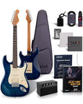 Blaze Orange Electric Guitar with Roasted Maple Neck, Flame Maple Top, HSS Ceramic Pickups, 10W Amp, Gig Bag, Strap, Picks, Lesson Book Q895400