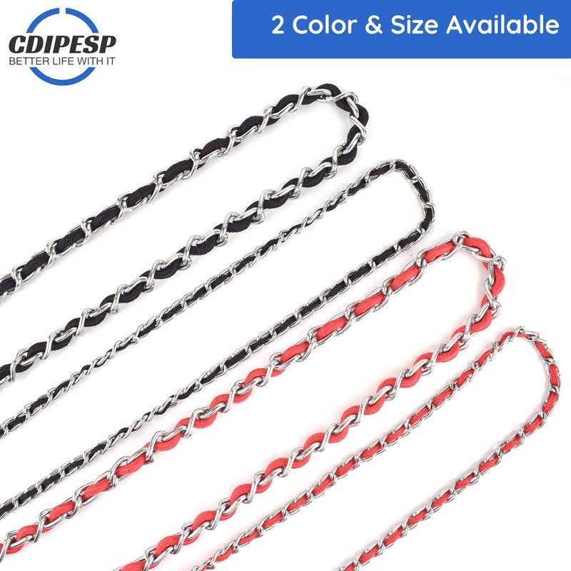 Chew Proof 5.5ft Heavy Duty Dog Leash Metal Chain Lead with Soft Rope Handle A19643