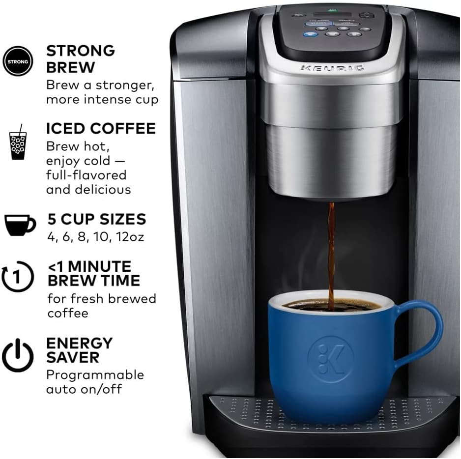 Brushed Silver Single Serve Programmable Coffeemaker L89853