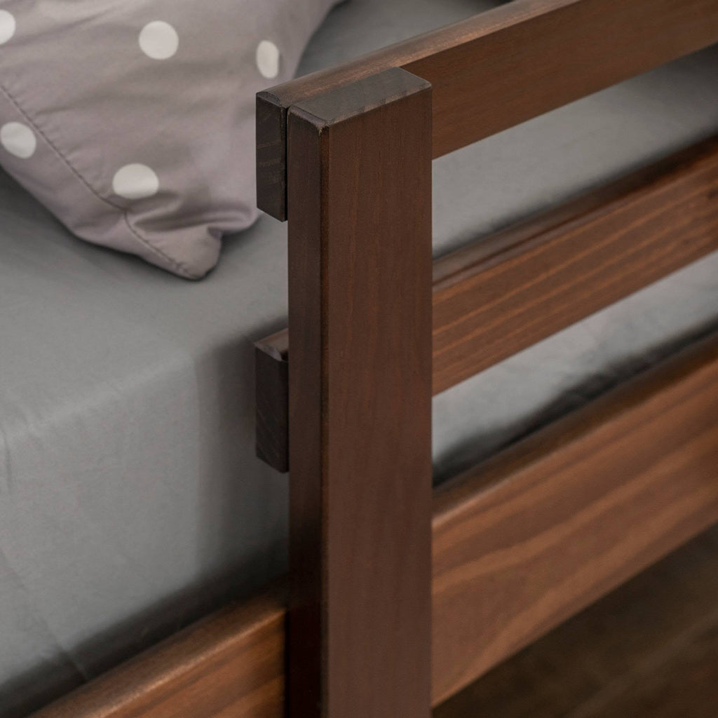 Twin Solid Wood Low Loft Bed Walnut J89116