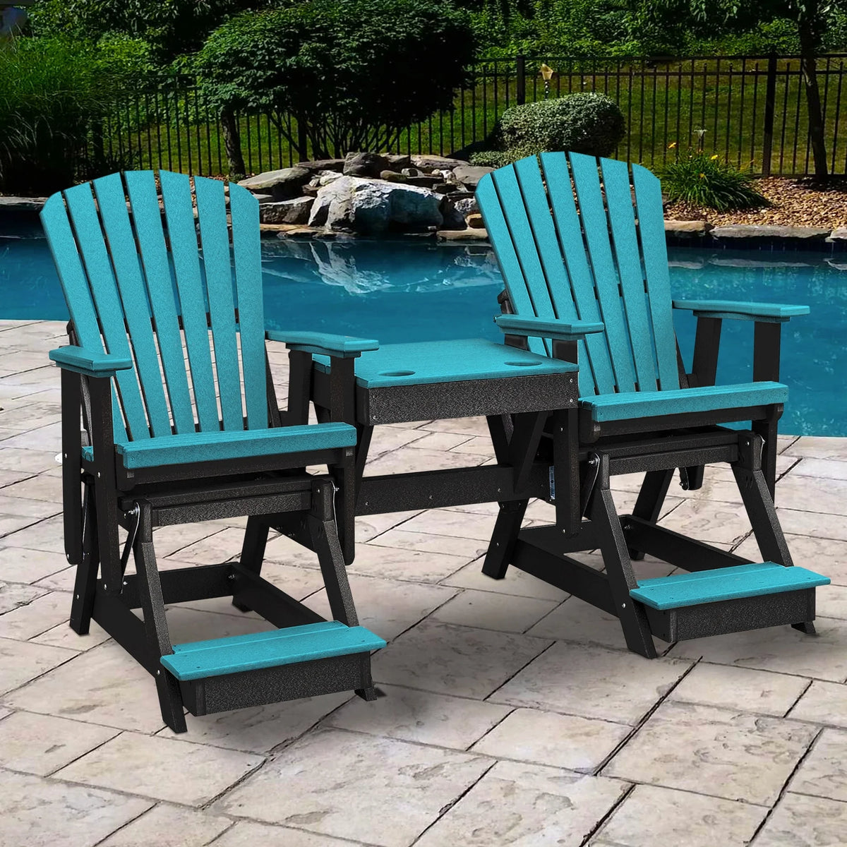 Aruba Blue and Black Glider with Center Table M61332