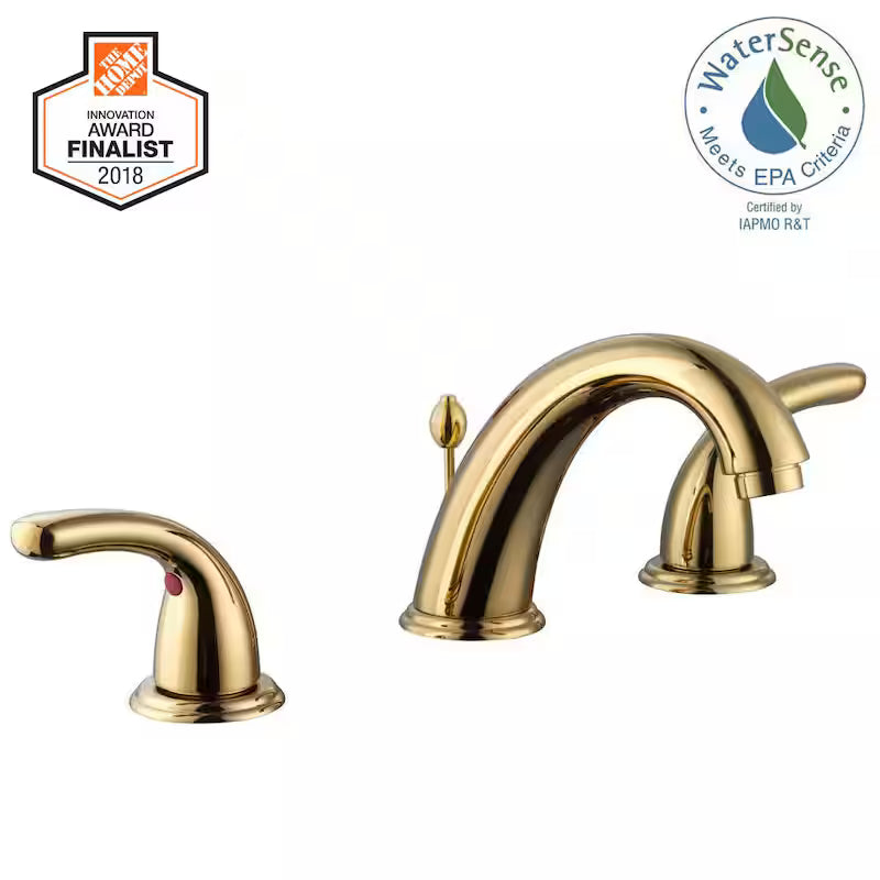 8 in. Widespread Double-Handle High-Arc Bathroom Faucet in Polished Brass G84692