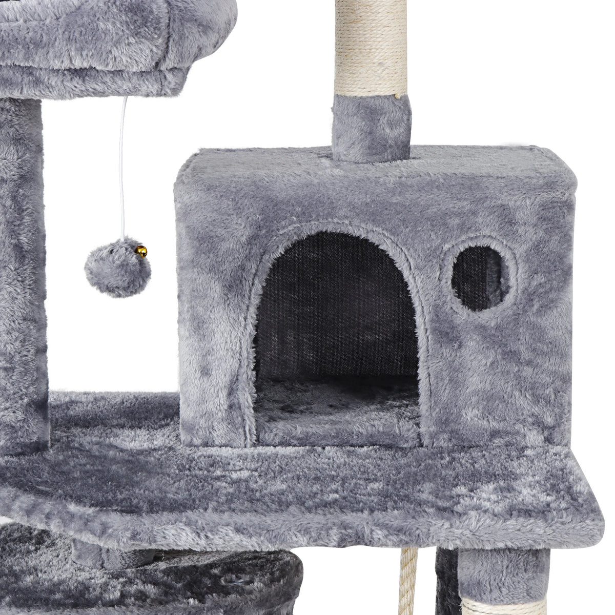 Gray Multi-Level Cat Tree with Scratching Posts and Hammock O46506