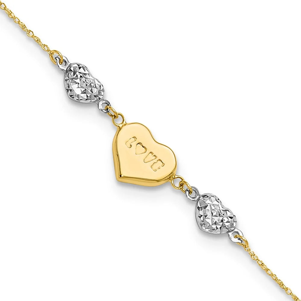 14 Karat Two-Tone Heart Bracelet V950384