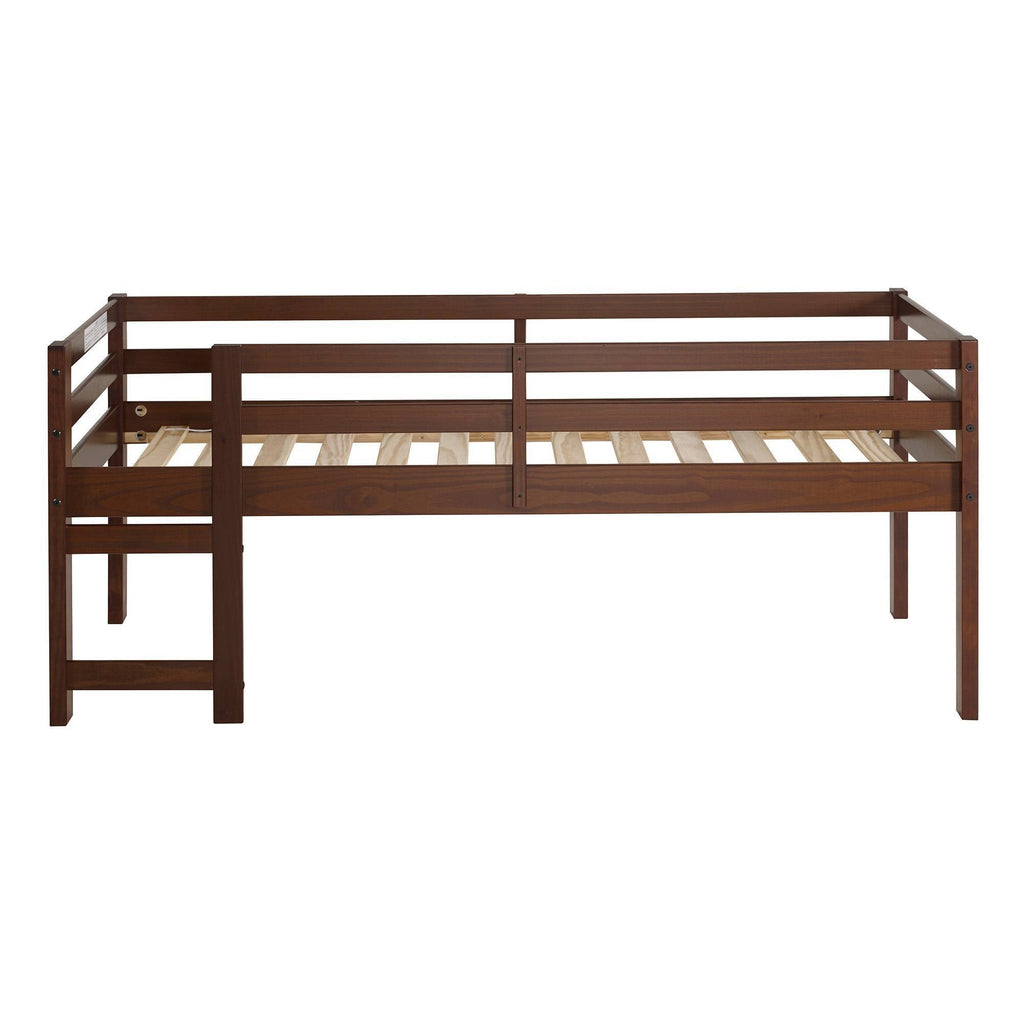 Twin Solid Wood Low Loft Bed Walnut J89116