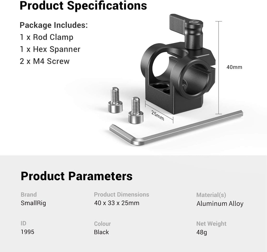 15mm Rod Clamp Single Camera Rod Mount P79733