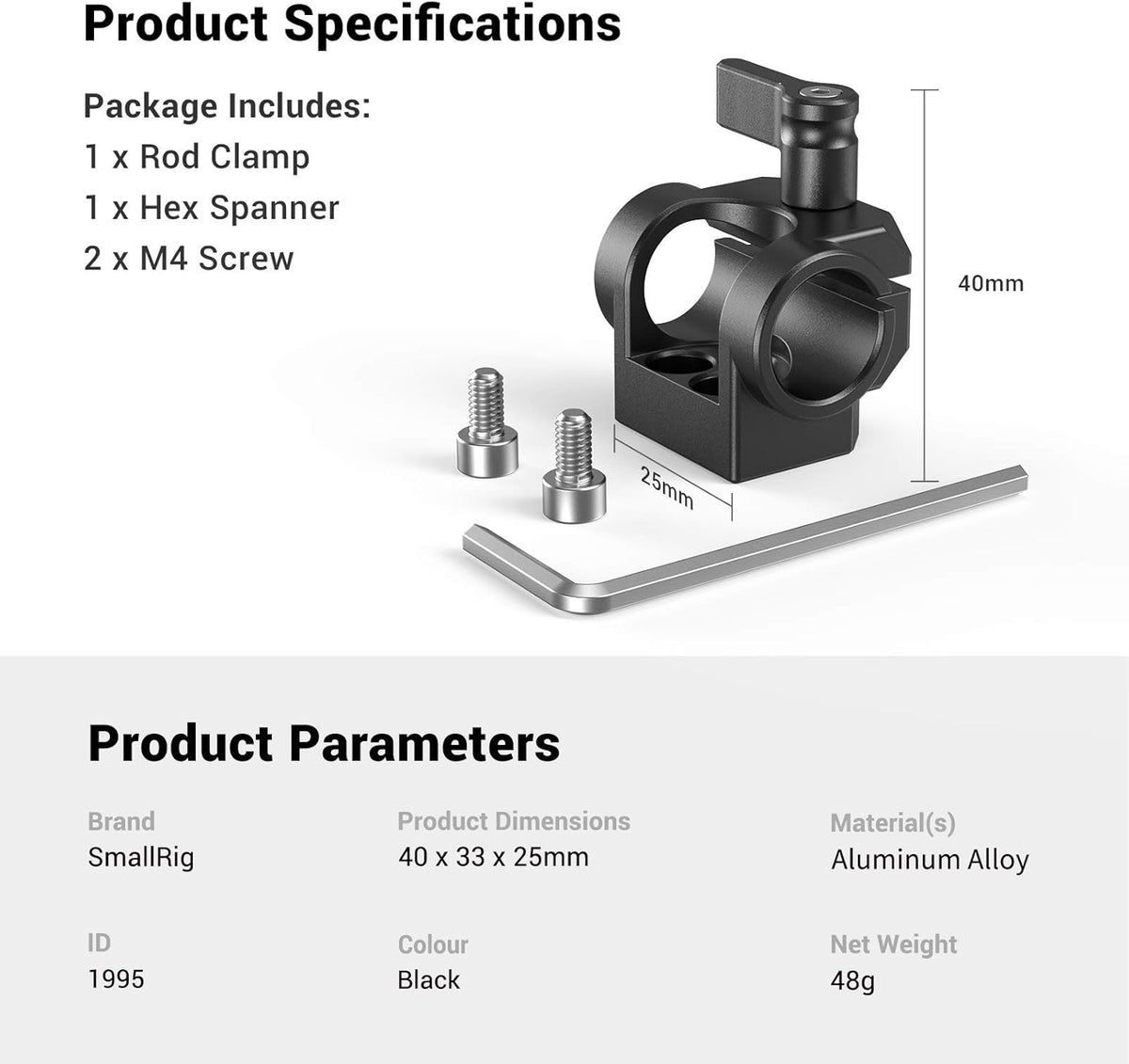 15mm Rod Clamp Single Camera Rod Mount P79733