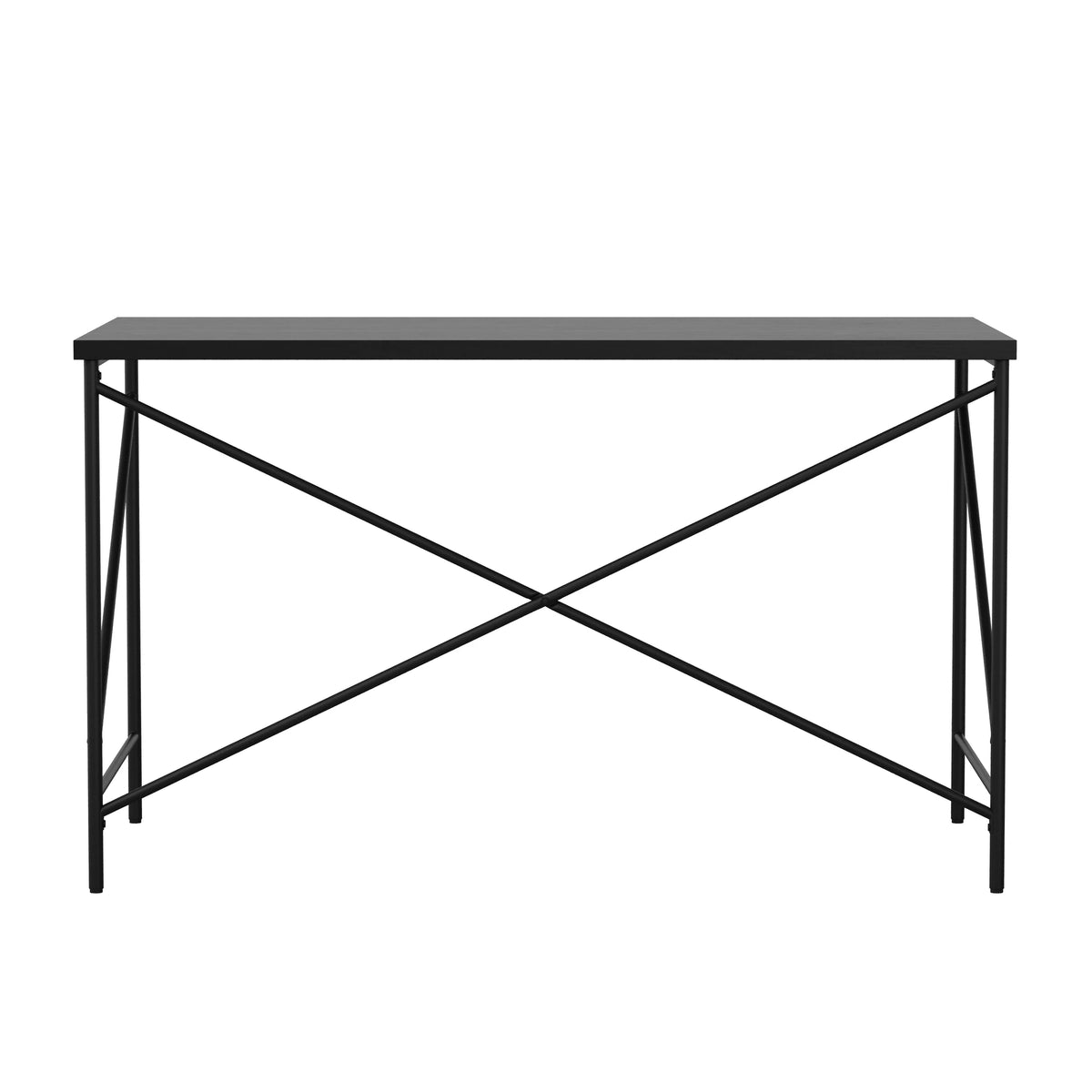 Black Wood Grain Parsons Desk with Metal X-Frame V424619