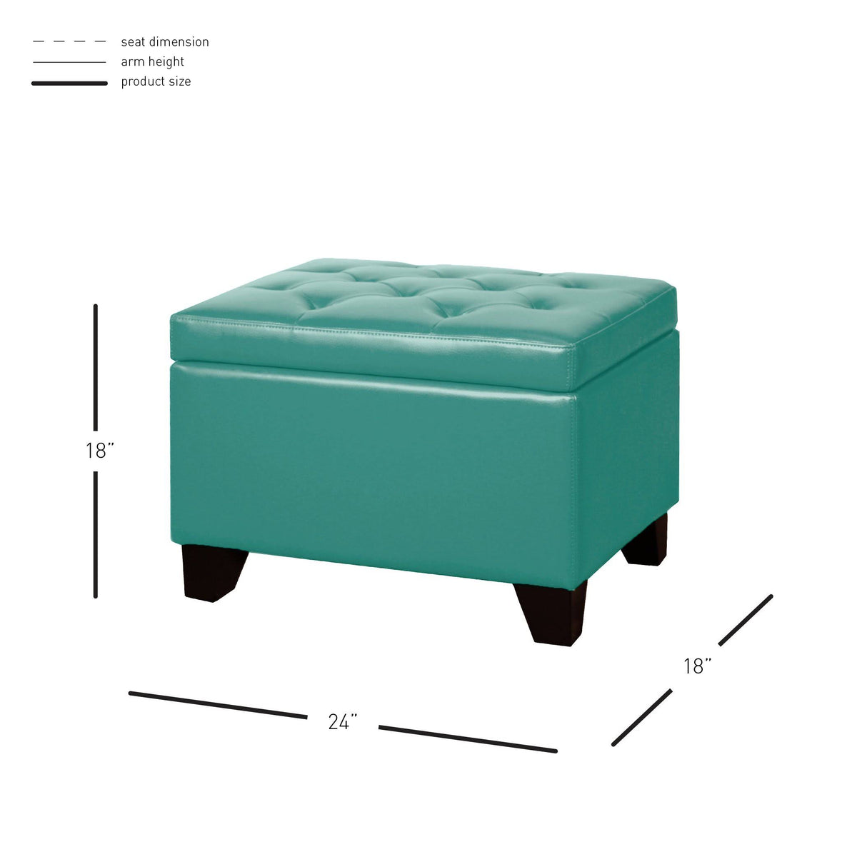 Turquoise Bonded Leather Storage Ottoman N15084