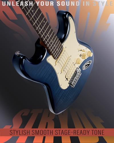 Blaze Orange Electric Guitar with Roasted Maple Neck, Flame Maple Top, HSS Ceramic Pickups, 10W Amp, Gig Bag, Strap, Picks, Lesson Book Q895400