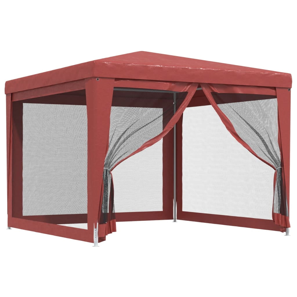 Party Tent with 4 Mesh Sidewalls Red 9.8'x9.8' HDPE M807307