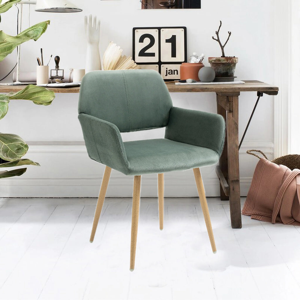 Velvet Desk Chair No Wheels O991
